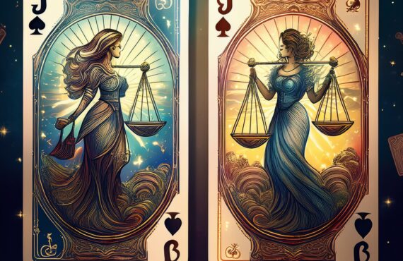 Deux offres d’emploi représentées sous forme de cartes, avec un jeu de tarot au centre