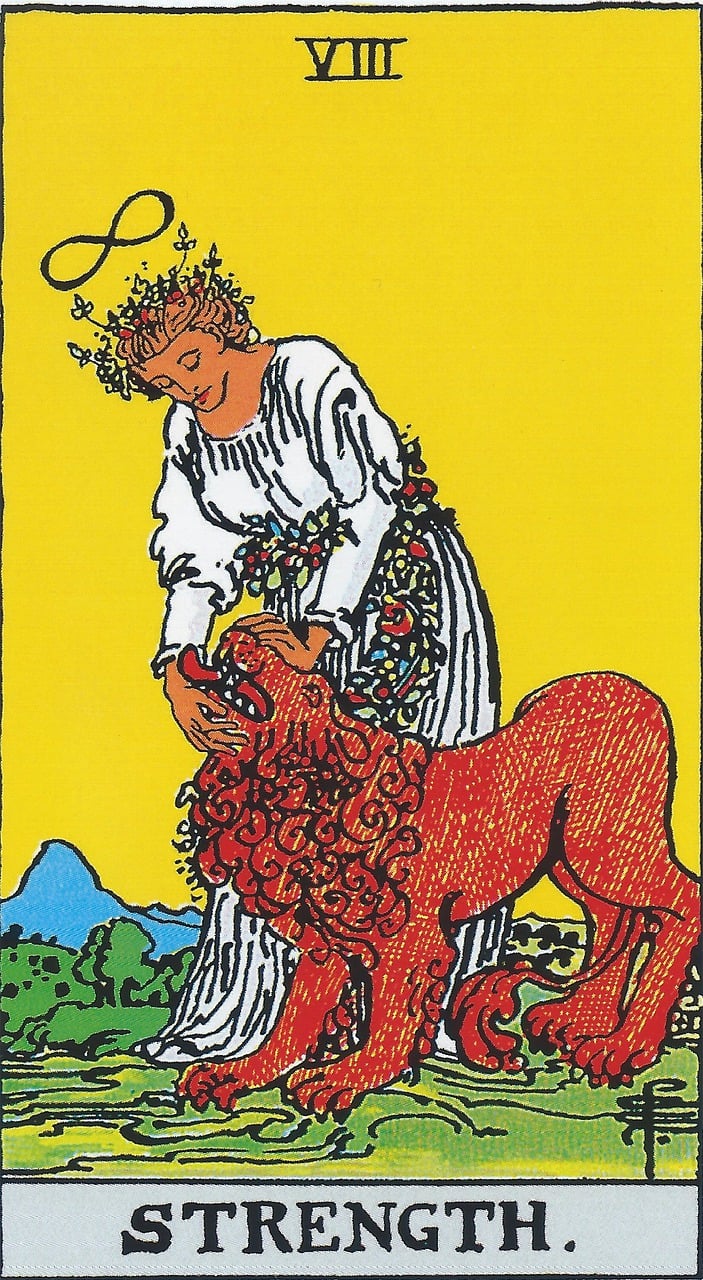Carte de Tarot La Force - symbole de la maîtrise de soi et de l'énergie