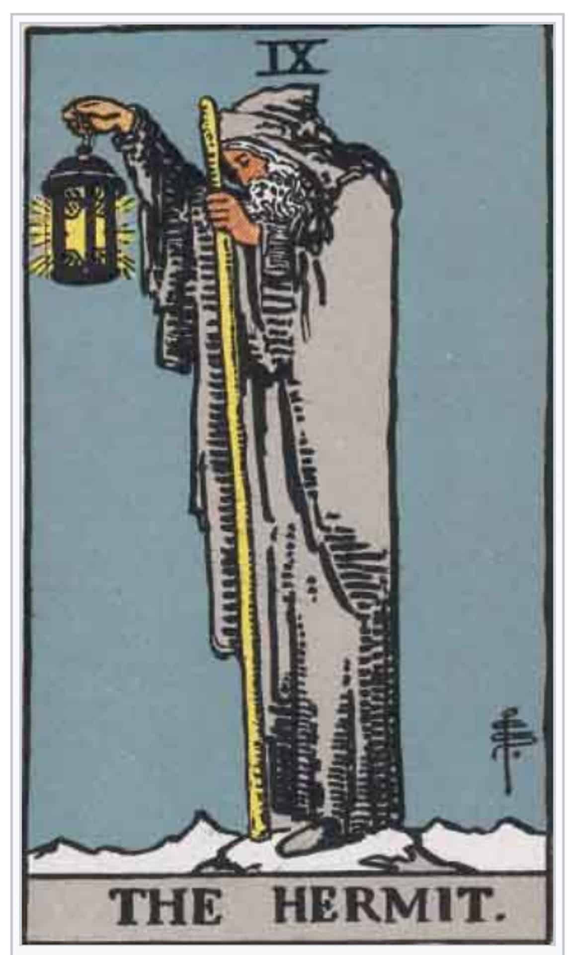 Carte de Tarot L'Hermite - symbole de l'introspection et de la solitude choisie