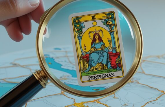 Une Loupe Est Posee Sur Une Carte Stylisee Et Minimaliste De Perpignan