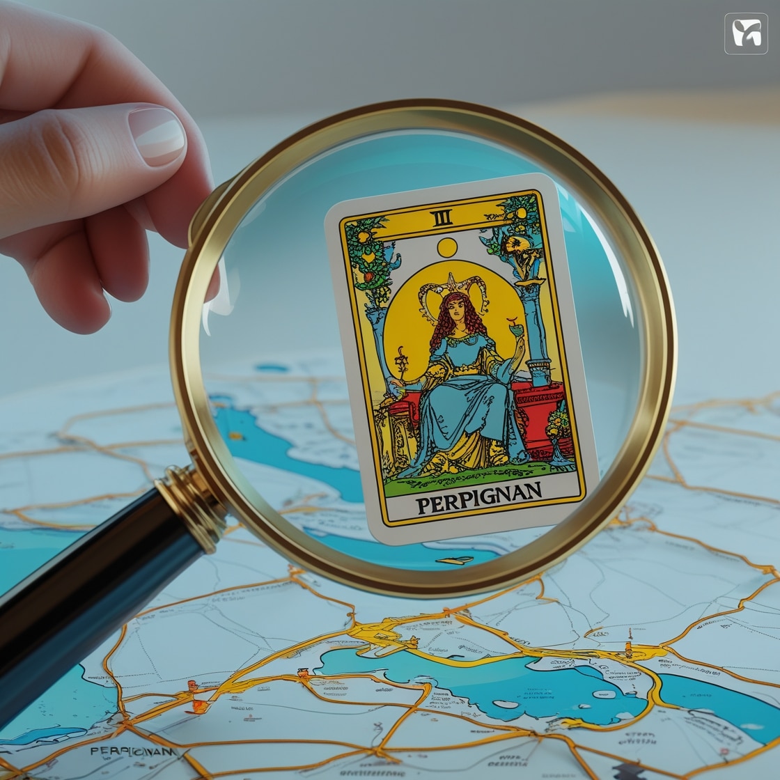 Une Loupe Est Posee Sur Une Carte Stylisee Et Minimaliste De Perpignan