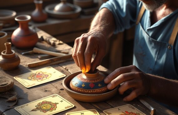 La Main D’un Artisan, Usée Mais Habile, Met La Touche Finale Sur Une Magnifique œuvre Artisanale Locale