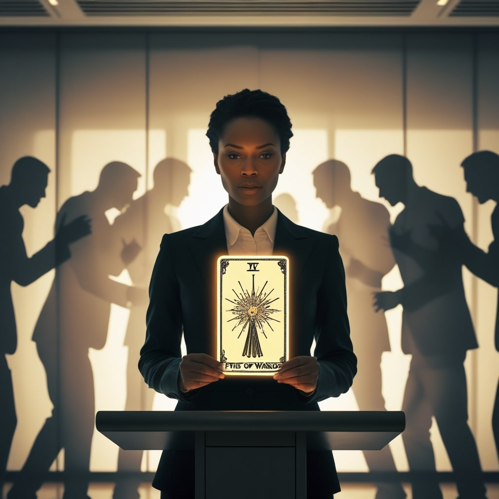 Un Professionnel Se Tient à Un Pupitre Dans Une Salle De Conférence Moderne Et Bien éclairée, Prêt à Prendre La Parole