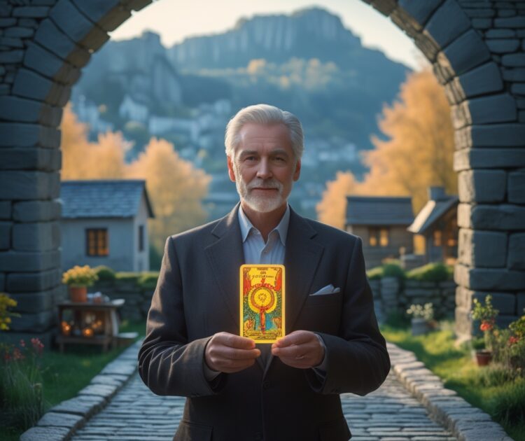 Un Professionnel Senior Distingué Dans La Soixantaine Se Tient Au Début D’un Magnifique Ancien Pont En Pierre