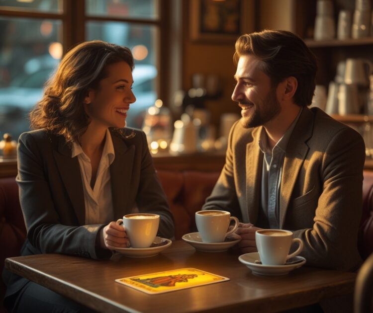 Deux Professionnels Sont Confortablement Installés Dans Un Café Chaleureux Et Chaleureux Avec Une Décoration Vintage