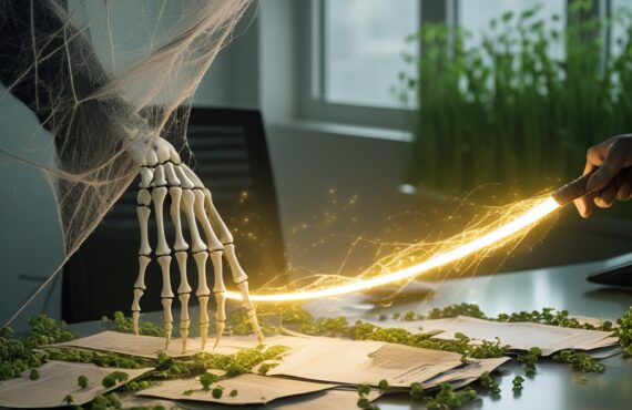 Un Bureau Moderne Et élégant Est Couvert De Toiles D’araignée Grises Poussiéreuses Et De Vieux