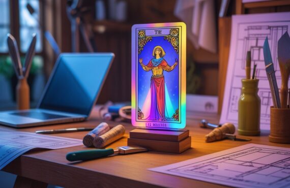 Un Gros Plan D’un établi En Bois Moderne Et élégant Représentant La Table Du Magicien