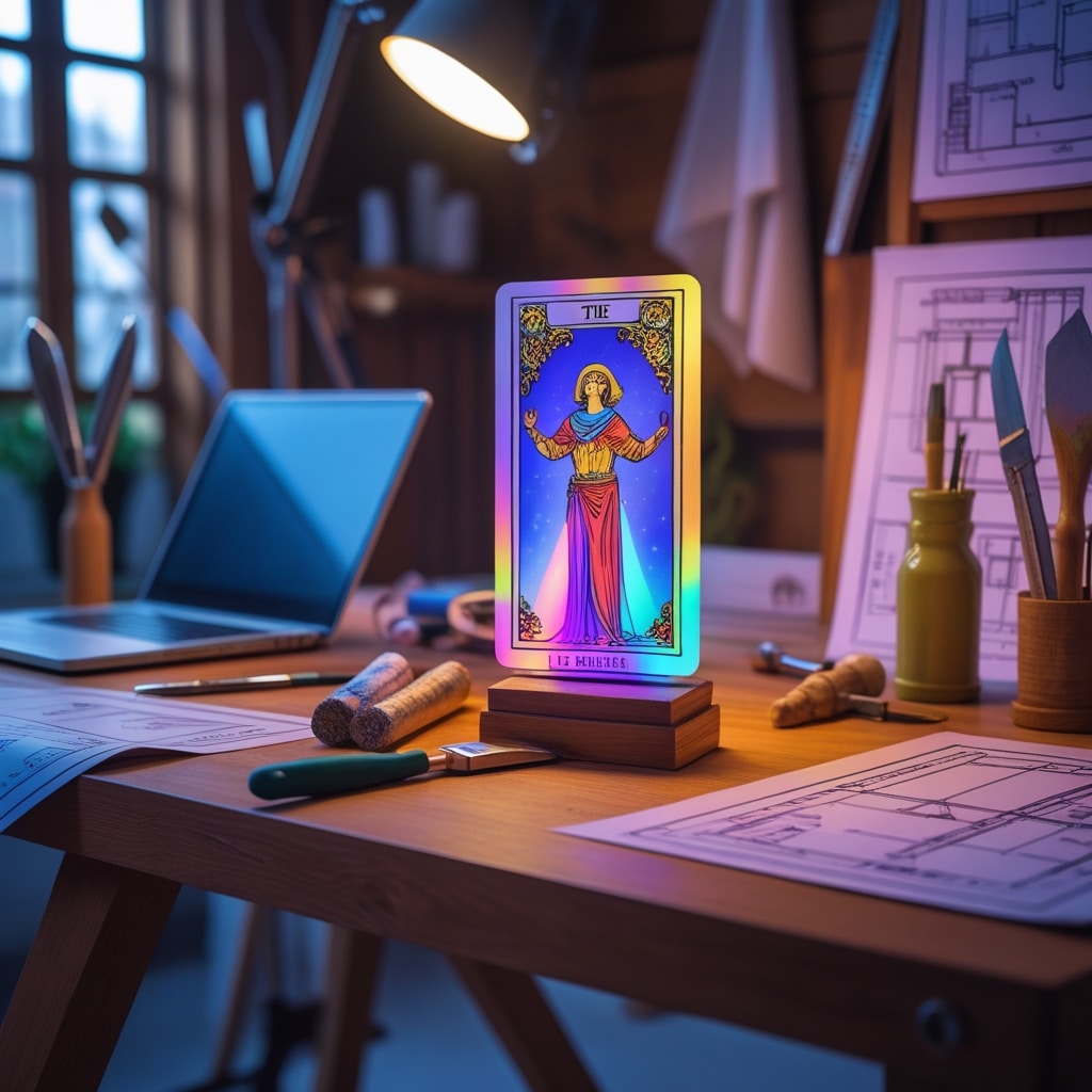 Un Gros Plan D’un établi En Bois Moderne Et élégant Représentant La Table Du Magicien