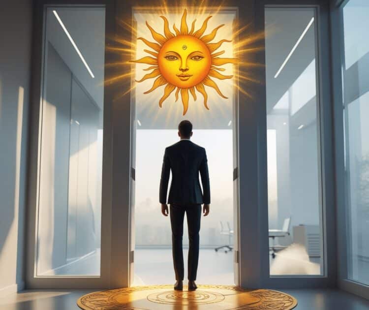 Un Professionnel Debout Au Seuil D’un Lumineux