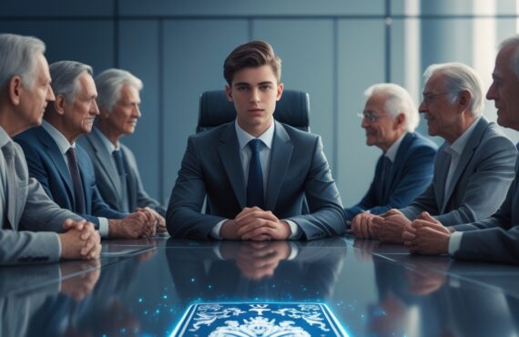 Un Jeune Professionnel élégamment Vêtu Assis à La Tête D’une Table De Conférence D’entreprise élégante