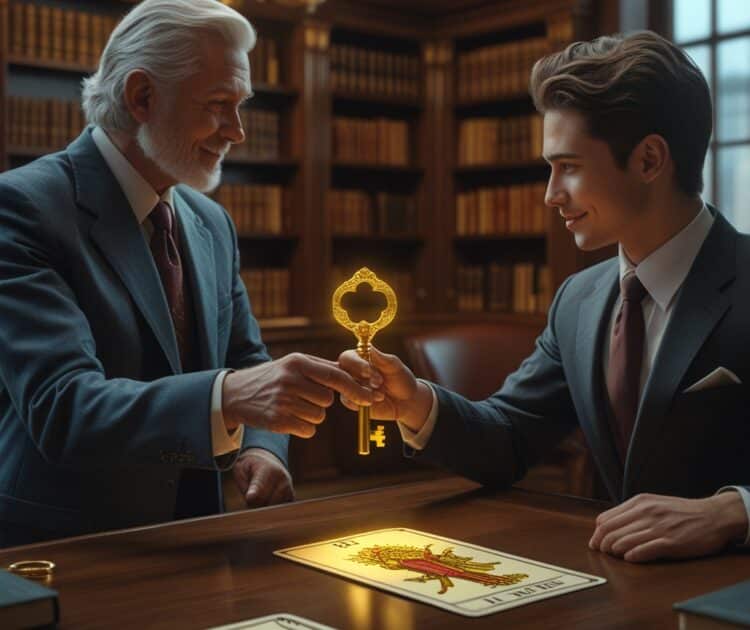 Une Figure De Mentor Professionnelle Plus âgée Et Distinguée Tend Un Enjeu éclatant