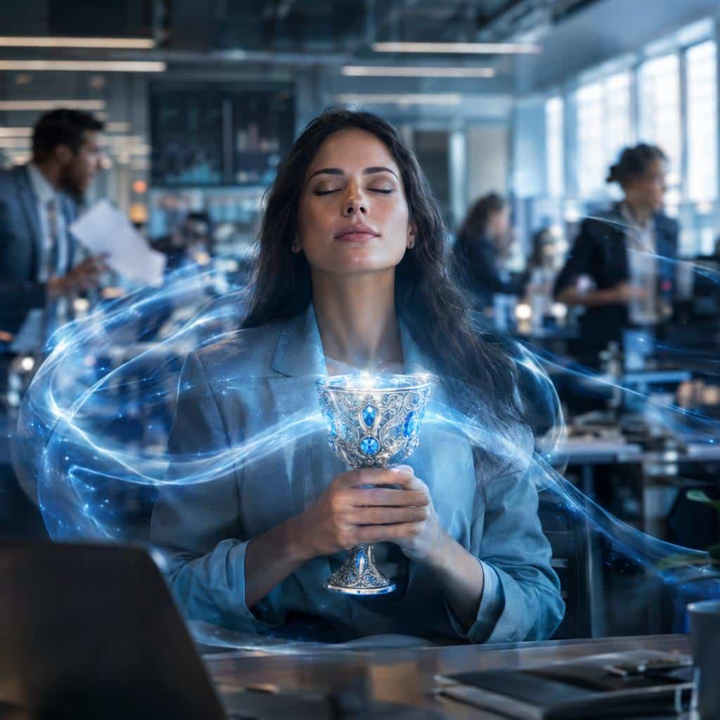 Un Professionnel D Entreprise Moderne Assis Calmement Dans Un Environnement Animé